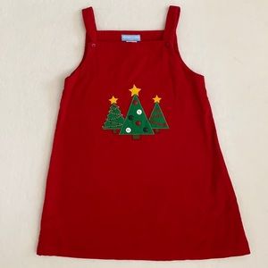 {VTG} Monday’s Child Baby | Lightweight Cotton Corduroy Christmas Tree Dress 6X
